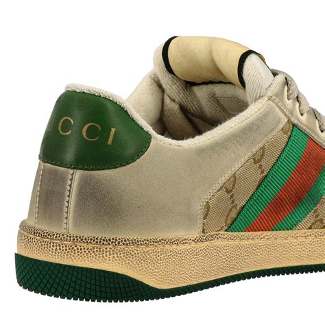 scarpe gucci donna in tela beige e rosse|GUCCI Scarpe donna .